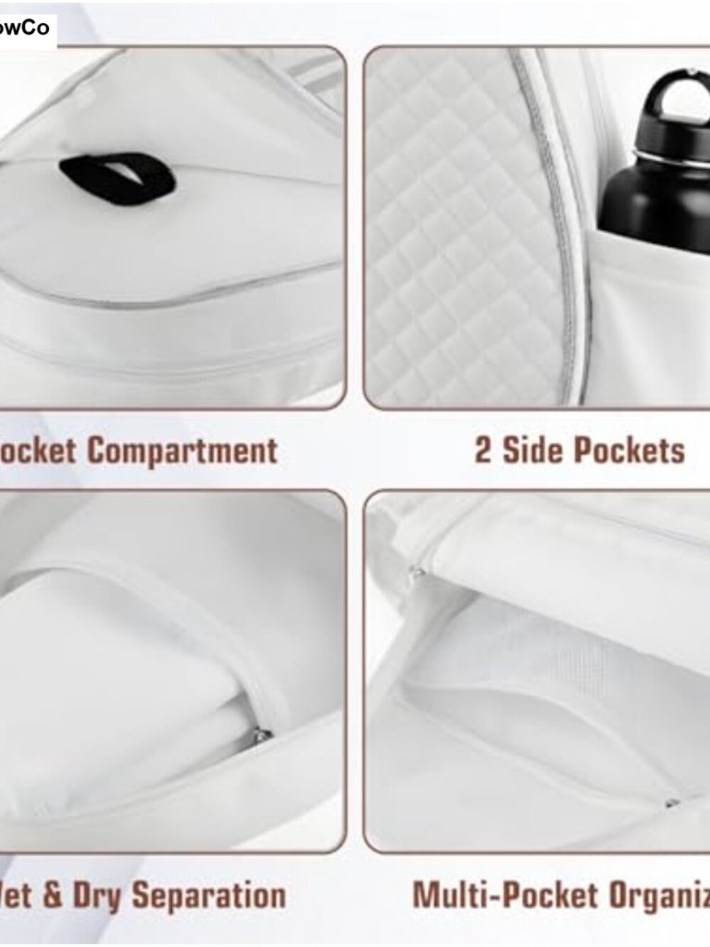 Tennis Racket Bag – Large Capacity Water-Resistant Polyester Sports Bag for - Picture 3 of 6